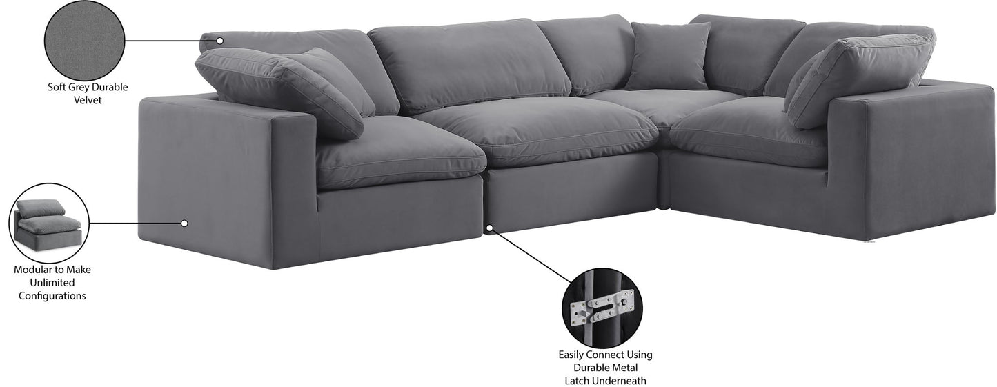 Comfy - 4 Piece Velvet Modular Sectional