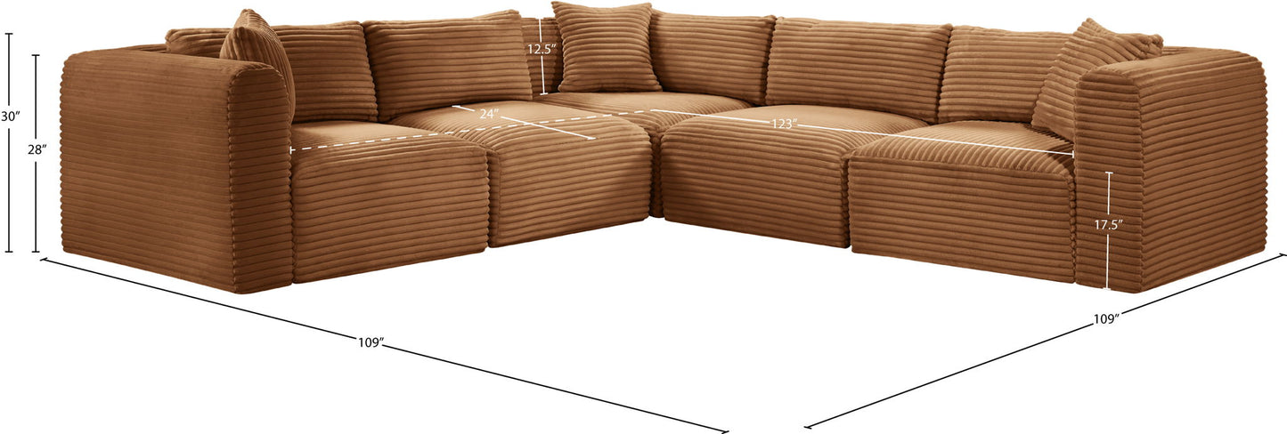 Shaggy - Fabric 5 Piece Modular Corner Sectional
