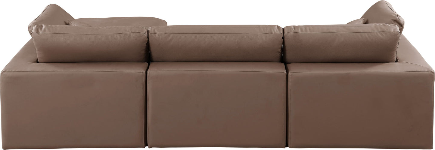Comfy - 4 Piece Faux Leather Modular Sectional With Chaise