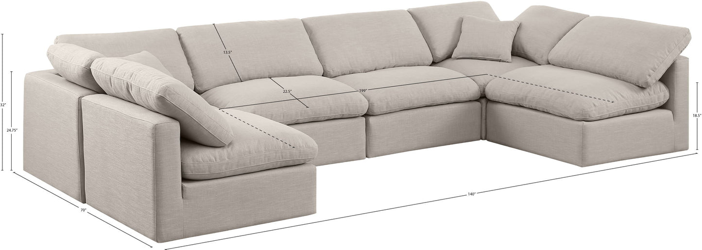 Indulge - Linen 6 Piece Modular U-Shaped Sectional