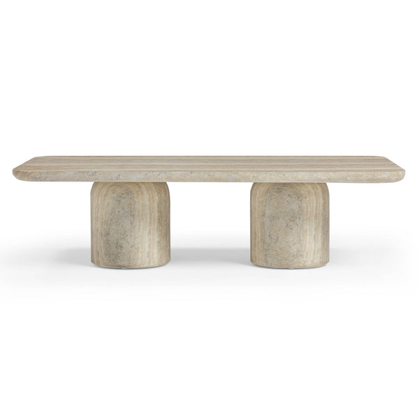 Tyche - Indoor / Outdoor Concrete Rectangular Coffee Table - Faux Travertine