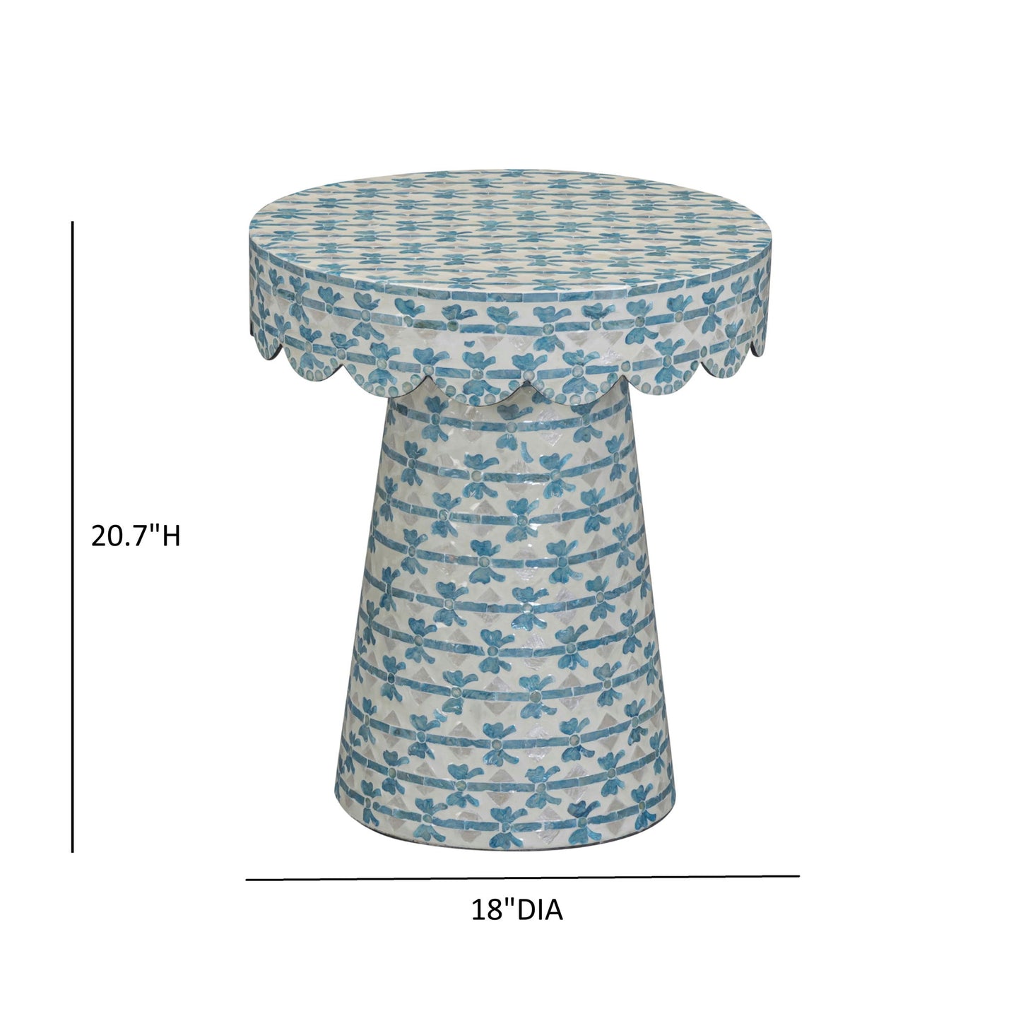 Lady - Capiz Shell Round Side Table - Blue Ribbon