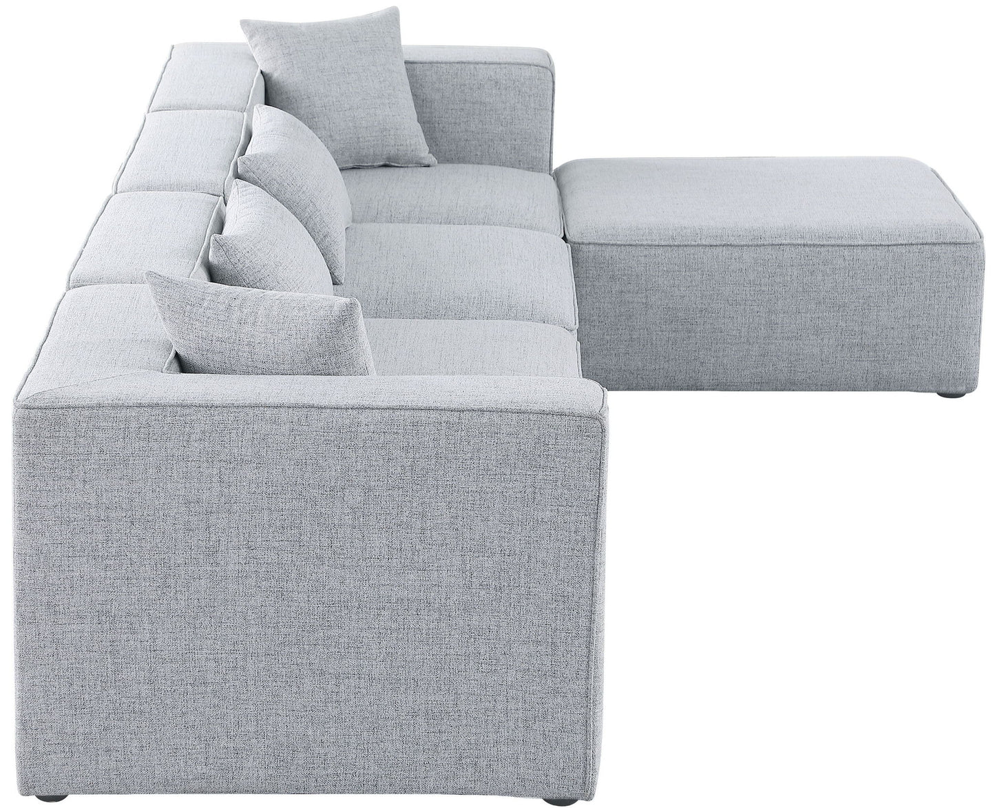 Cube - Linen 5 Piece Modular Sectional With Chaise
