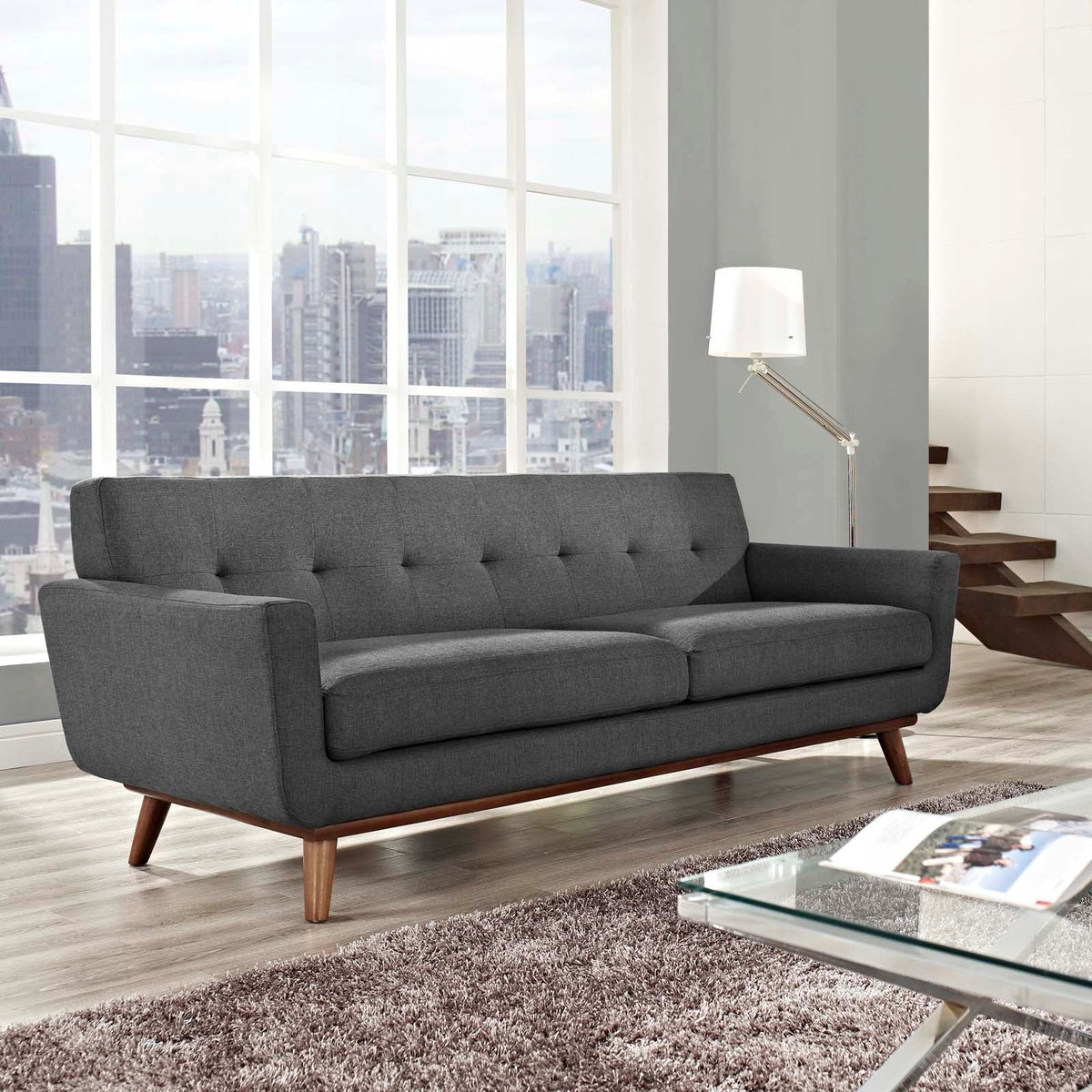 Engage Upholstered Fabric Sofa - Gray