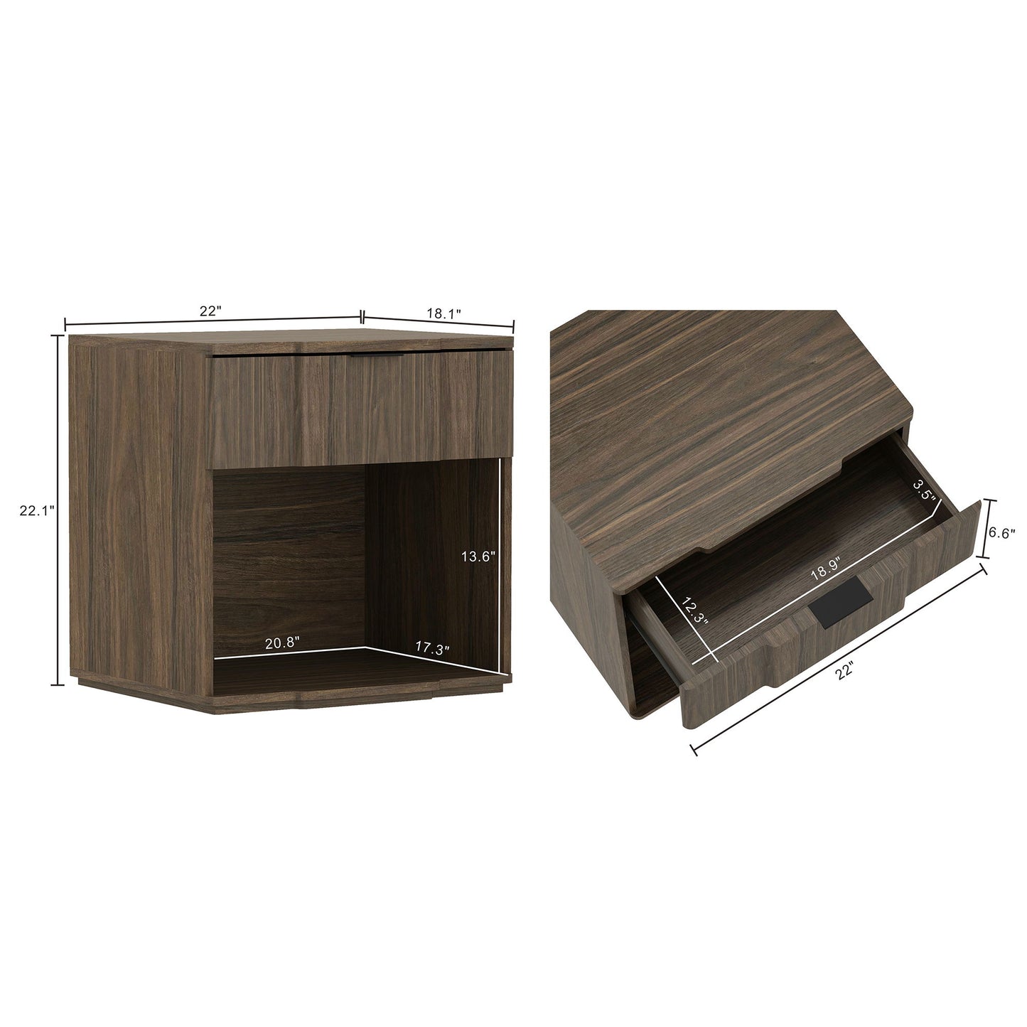 Manhattan Clive - 1-Drawer Nightstand