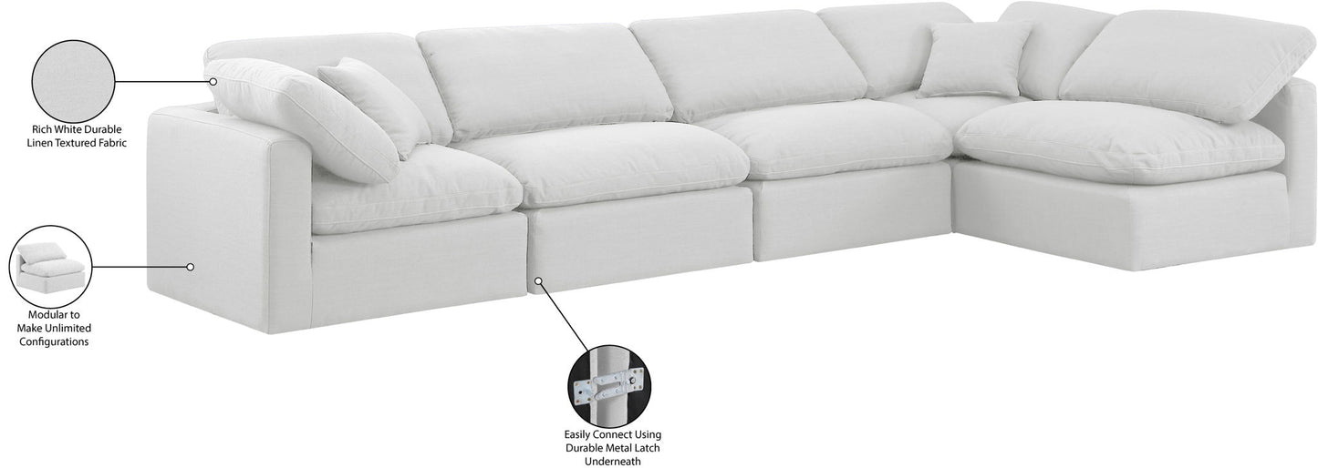 Indulge - Linen 5 Piece Modular Sectional - White