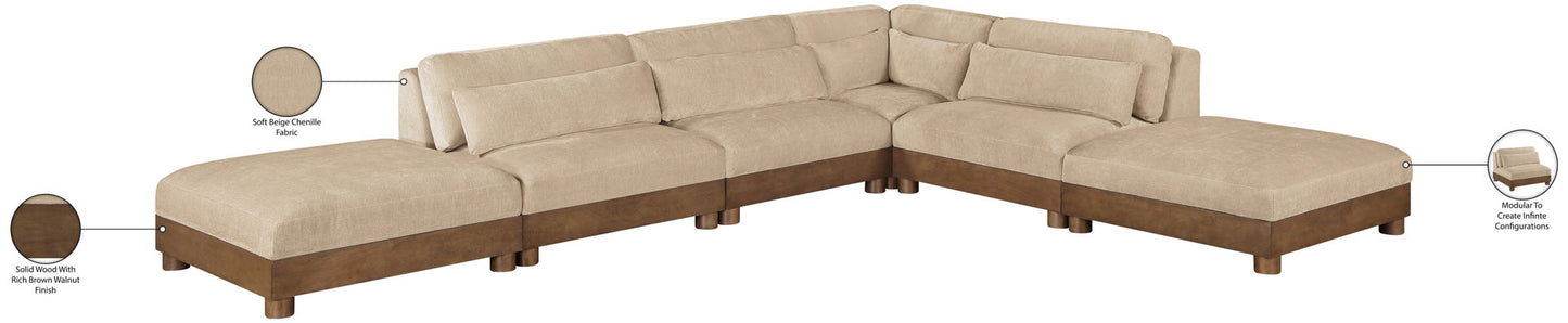 Turin - Chenille Fabric Upholstered Modular Sectional - Beige