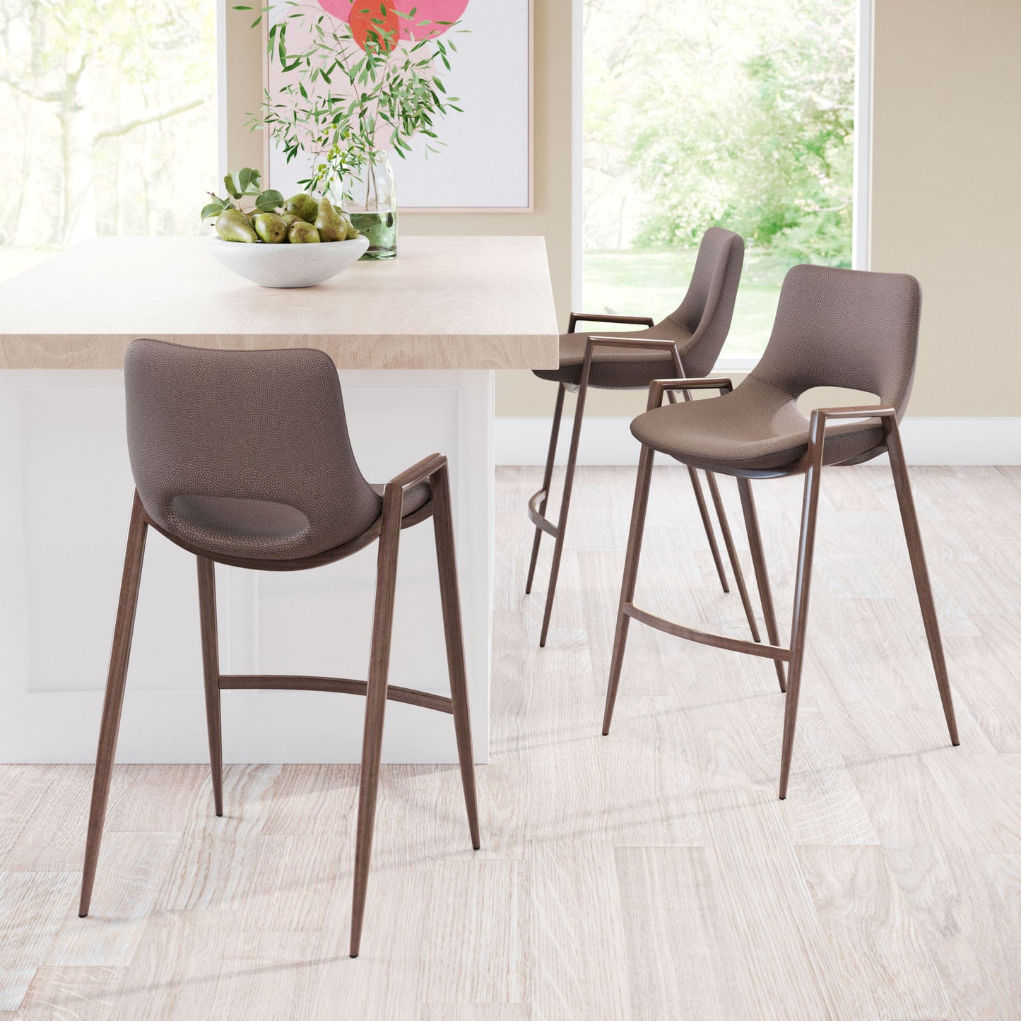 Desi - Counter Stool With Walnut Legs (Set of 2)