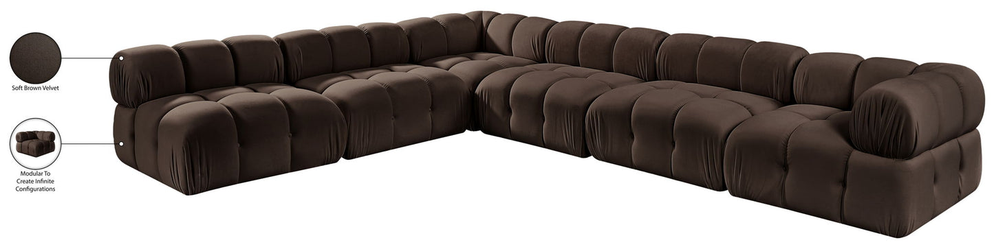 Orin - Velvet 6 Piece Modular L-Shaped Sectional