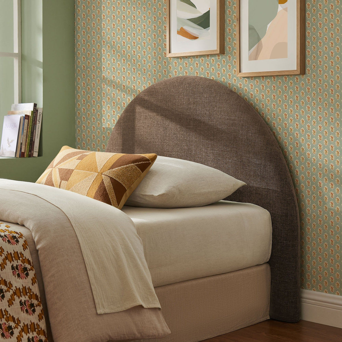 Modway Resort Queen Woven Upholstered Fabric Arched Headboard - Twin, Mocha