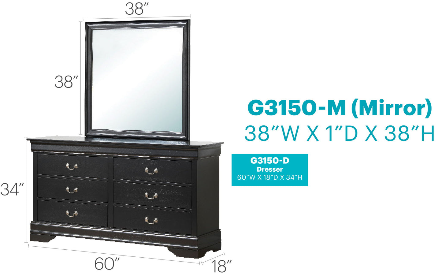 Glory Furniture - Louis Phillipe - Dresser