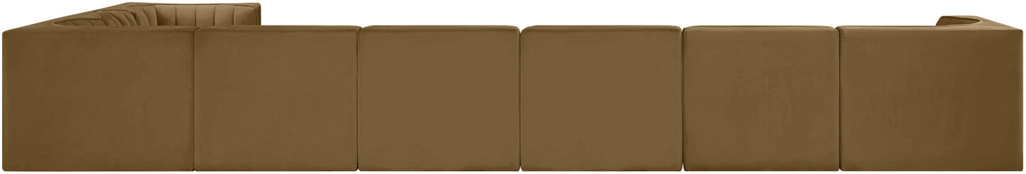 Rummi - Velvet Performance Fabric Upholstered 8 Piece Modular Sectional (With 3 Corner Chairs)