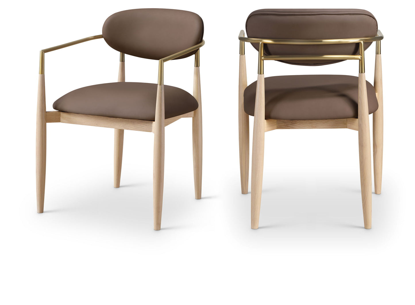 Riccio - Dining Arm Chair (Set of 2) - Natural And Gold Frame