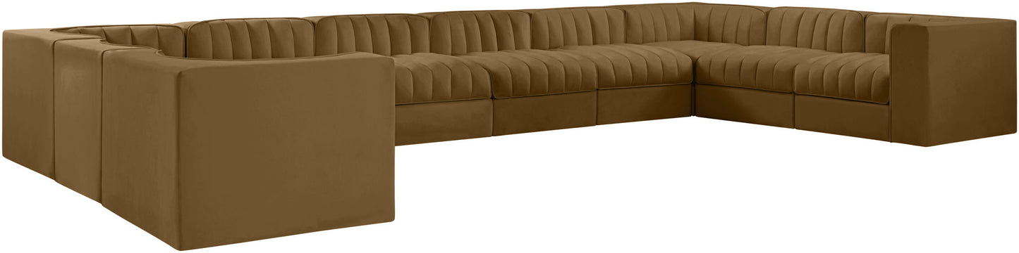 Rummi - Velvet Performance Fabric Upholstered 10 Piece Modular Sectional