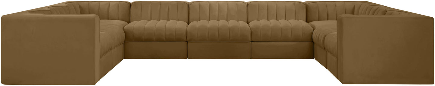 Rummi - Velvet Performance Fabric Upholstered 9 Piece Modular Sectional