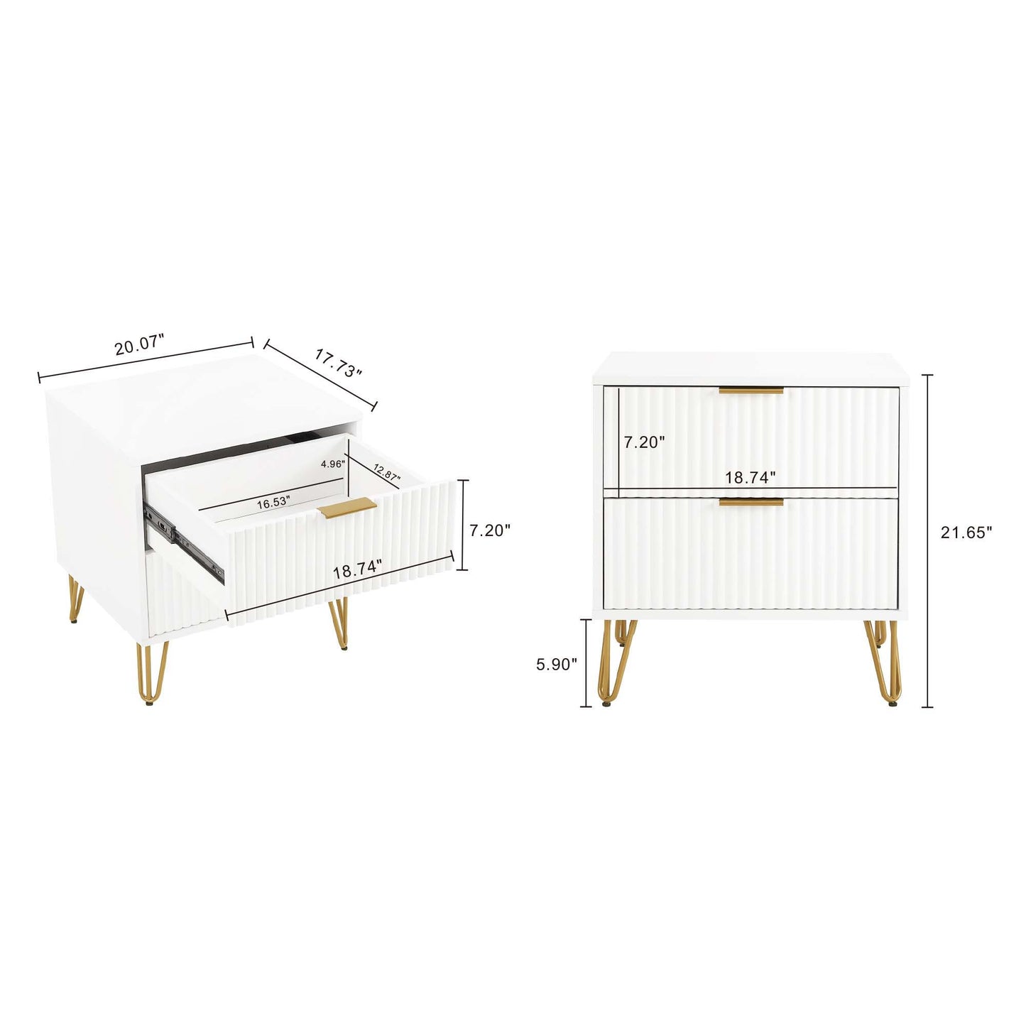 Manhattan Dumbo - Fluted 2-Drawer Nightstand