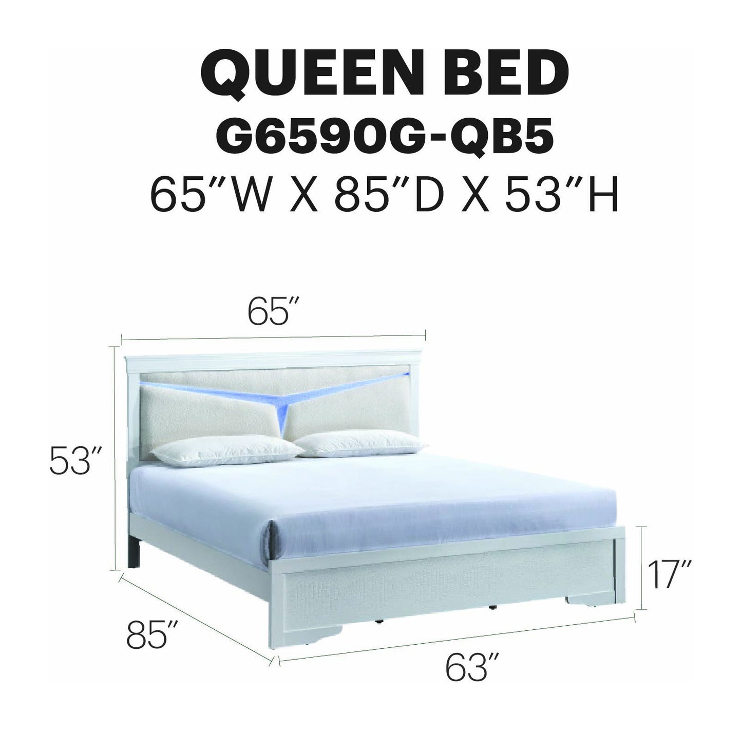 Glory Furniture - Lorana - Bed With LED Headboard