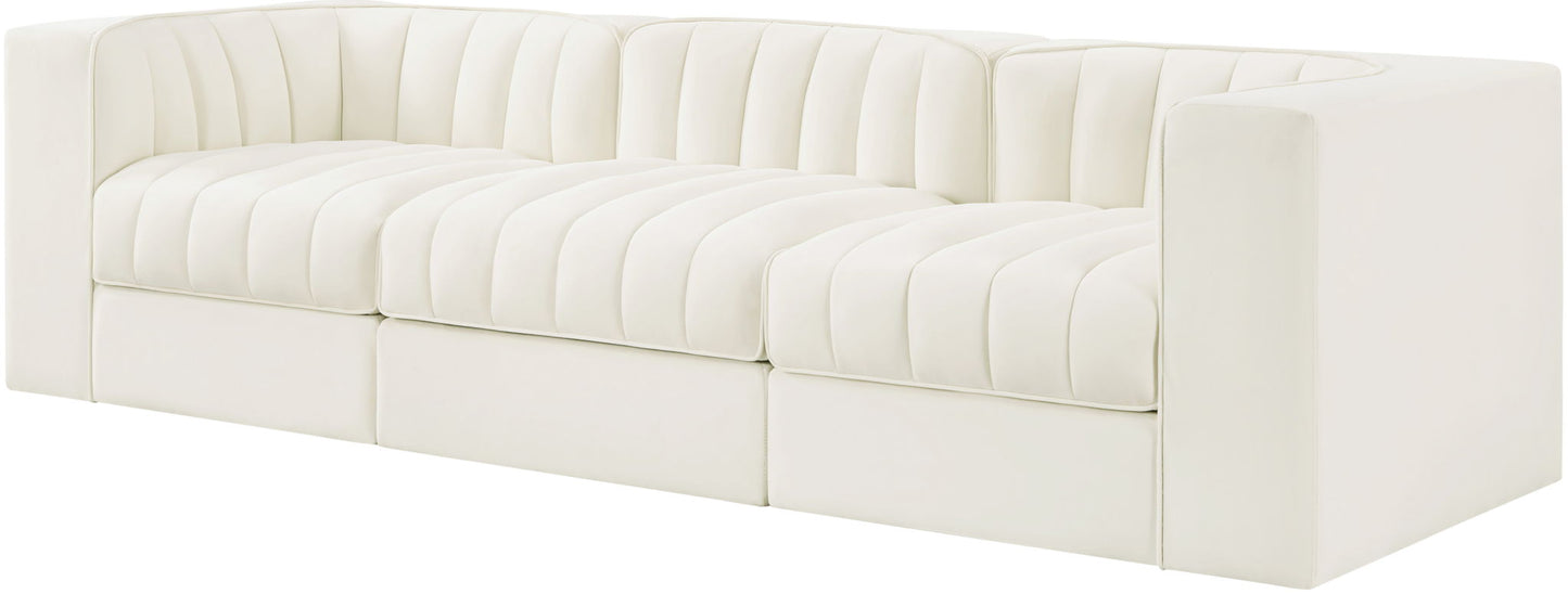 Rummi - Velvet Performance Fabric Upholstered 3 Piece Modular Sofa