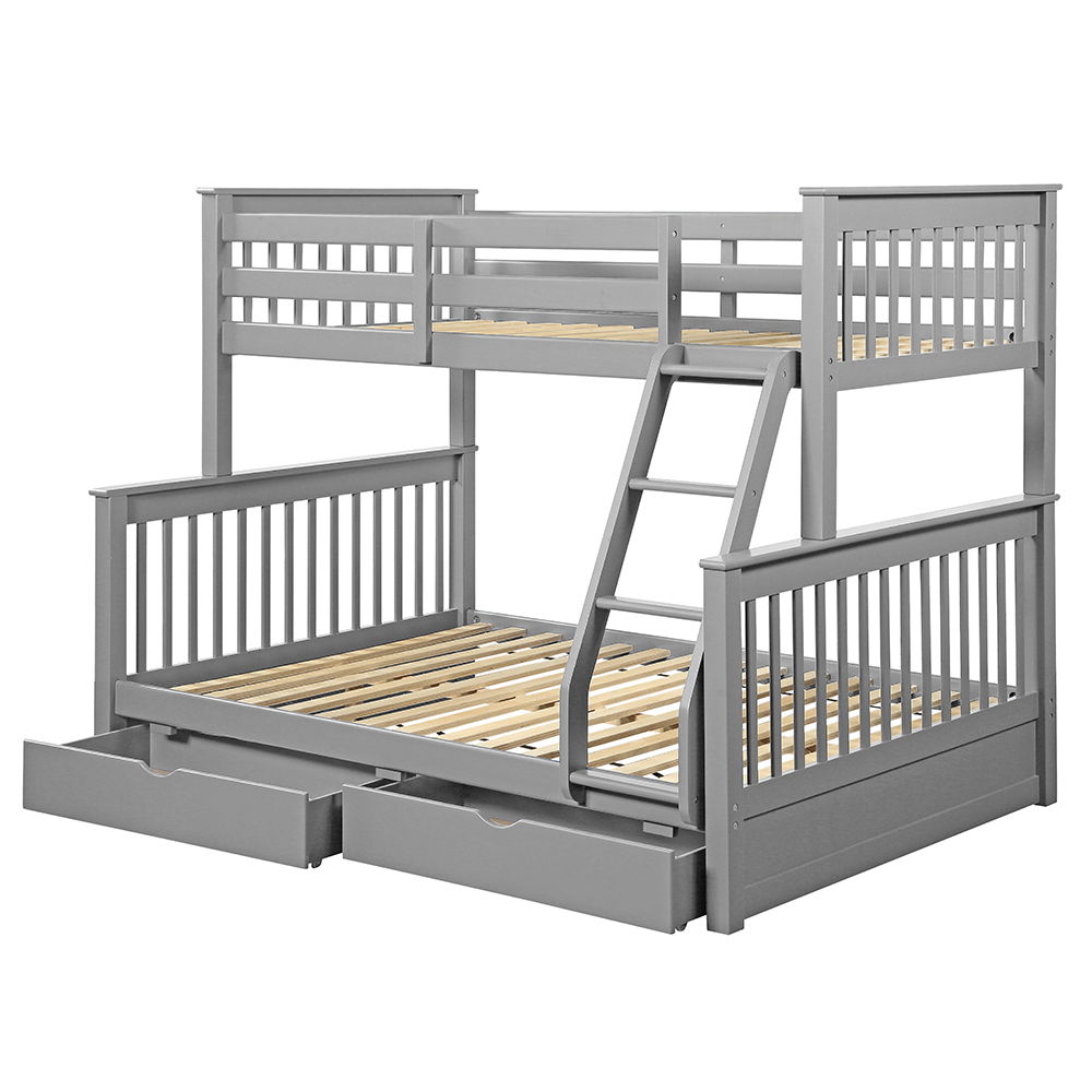 Haley II - Twin Over Full Bunk Bed With Storage - Gray