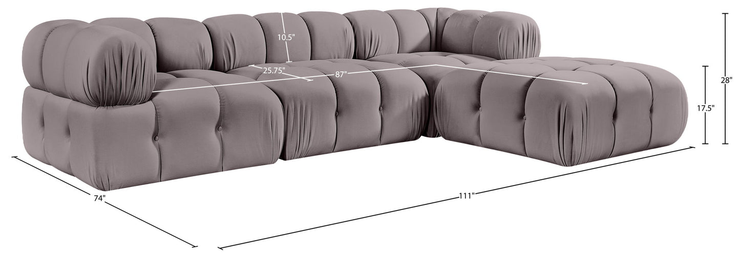 Orin - Velvet 4 Piece Modular Sectional With Chaise