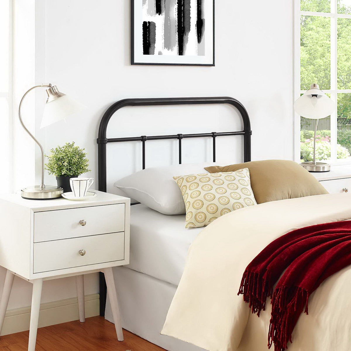 Serena Steel Headboard - Twin, Brown
