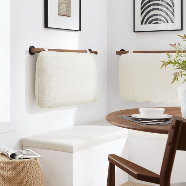 Anela Wall-Mounted Upholstered Headboard - Twin, Cream Walnut