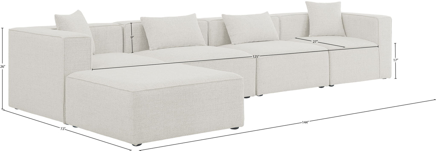 Cube - Linen 5 Piece Modular Sectional With Chaise