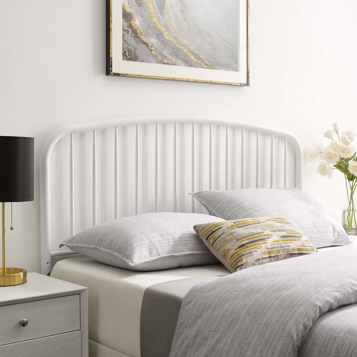 Nova Metal Headboard - King, White