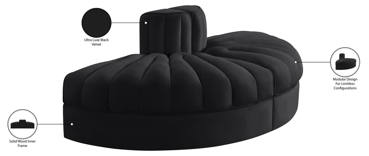 Rummi - Velvet Performance Fabric Upholstered 2 Piece  Rounded Modular Loveseat