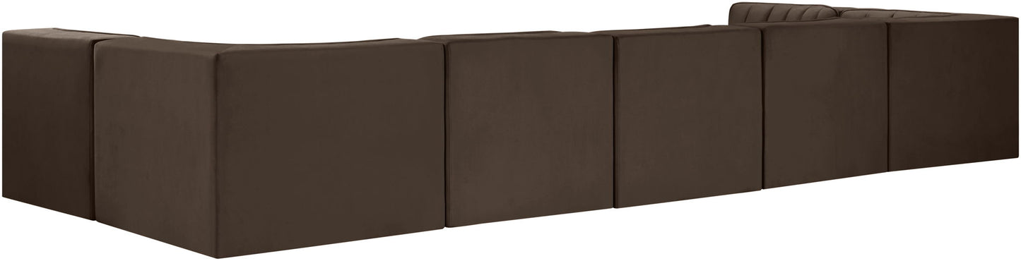 Rummi - Velvet Performance Fabric Upholstered 7 Piece Modular Sectional (With 2 Corner Chairs)