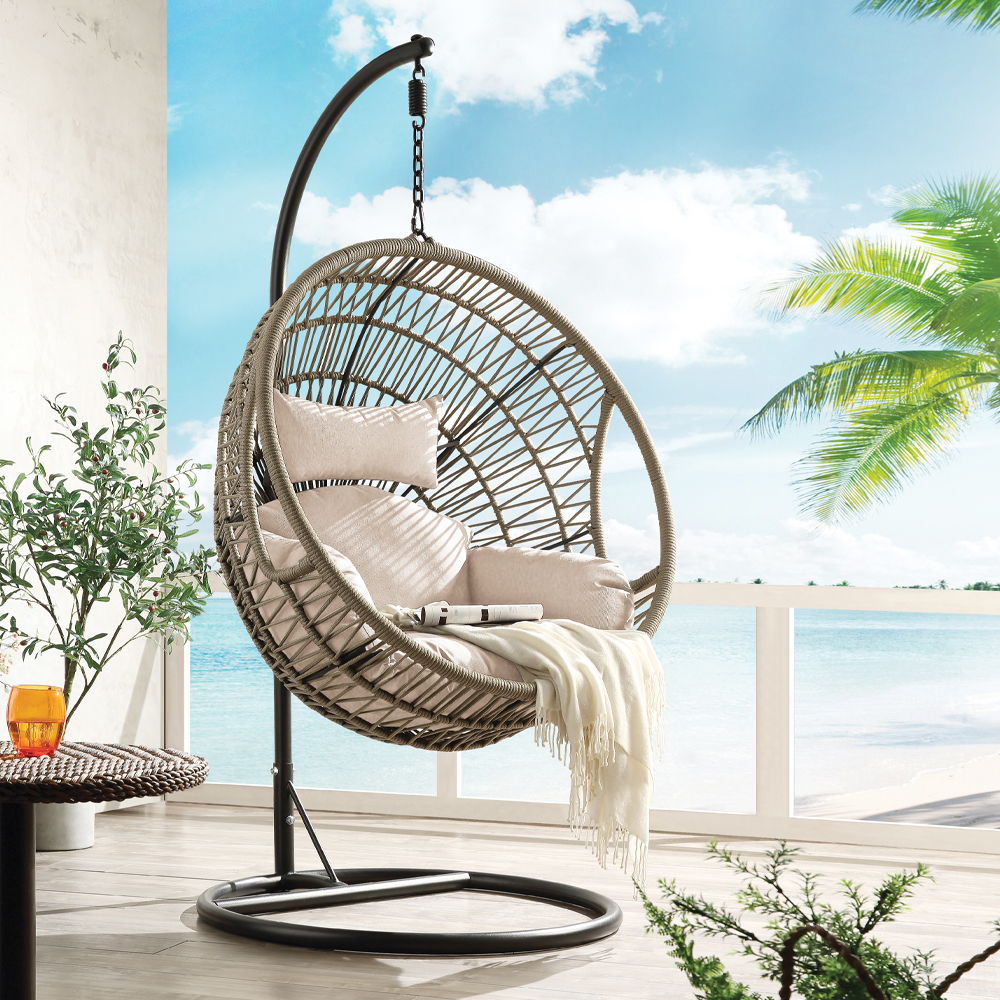 Vasant - Hanging Chair - Beige Fabric & Rope