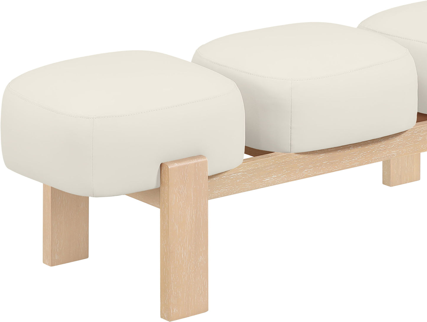 Woodcrest - Vegan Leather Upholstered Bench - Painted Natural Base