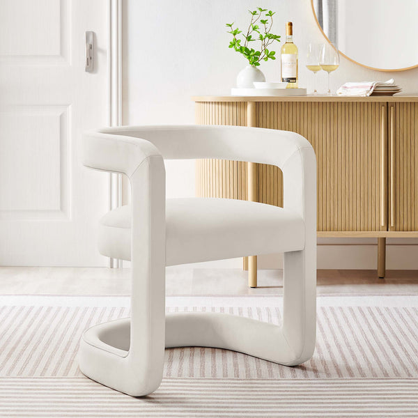 Winslow Performance Velvet Barrel Accent Chair - Alabaster