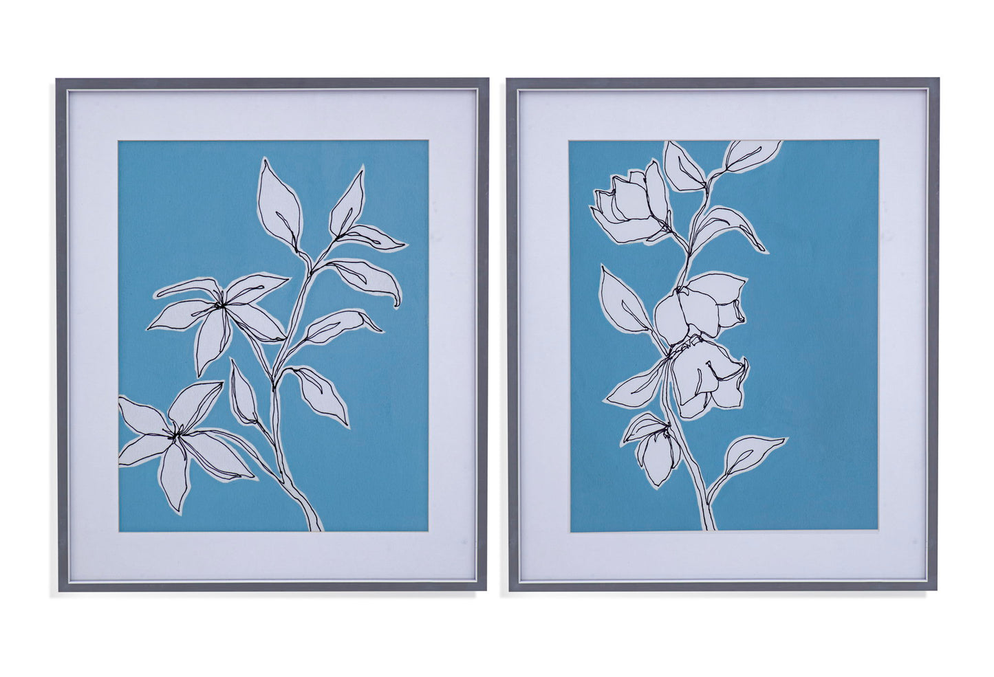Botanic Drawing Framed Print (Set of 2) - Blue