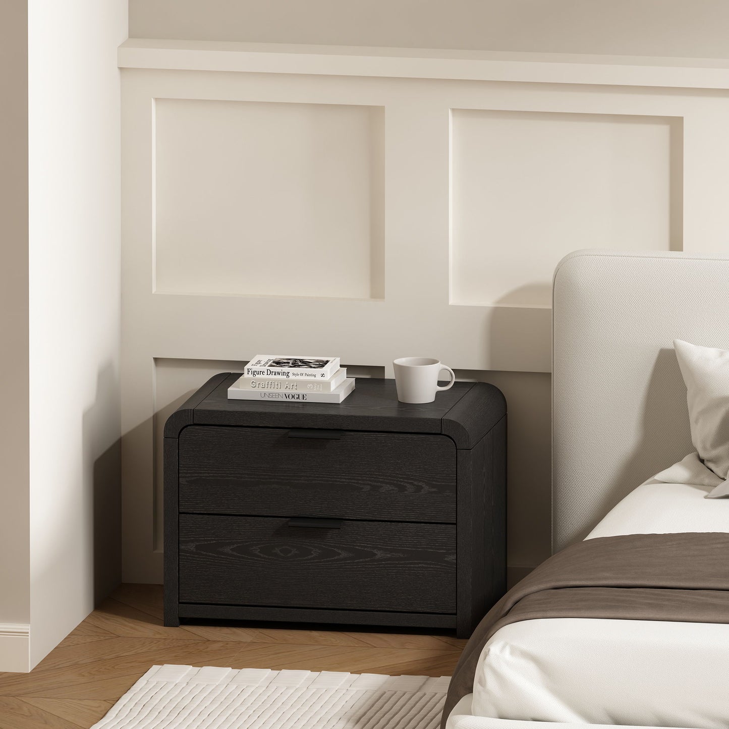Manhattan Grace - Nightstand With Black Handles