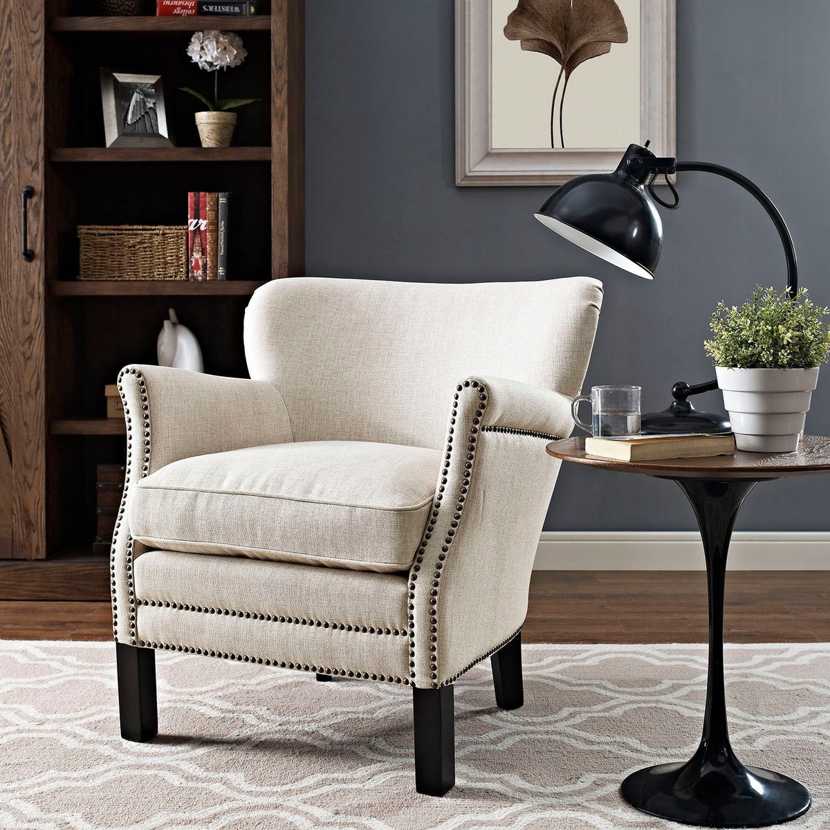 Key Upholstered Fabric Armchair - Sand