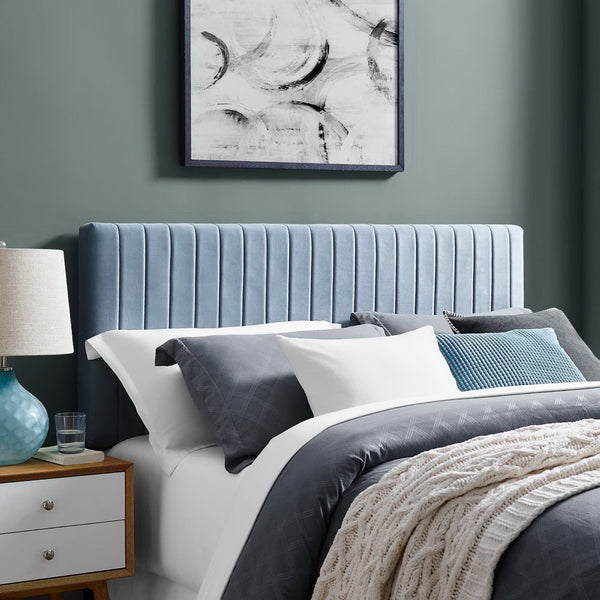 Keira Performance Velvet Headboard - Full/Queen, Light Blue