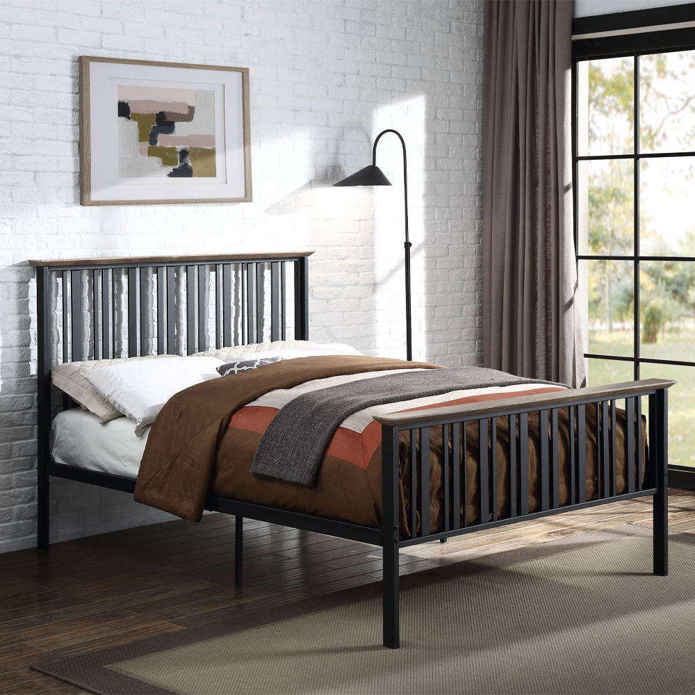 Zudora - Full Bed - Antique Oak & Black