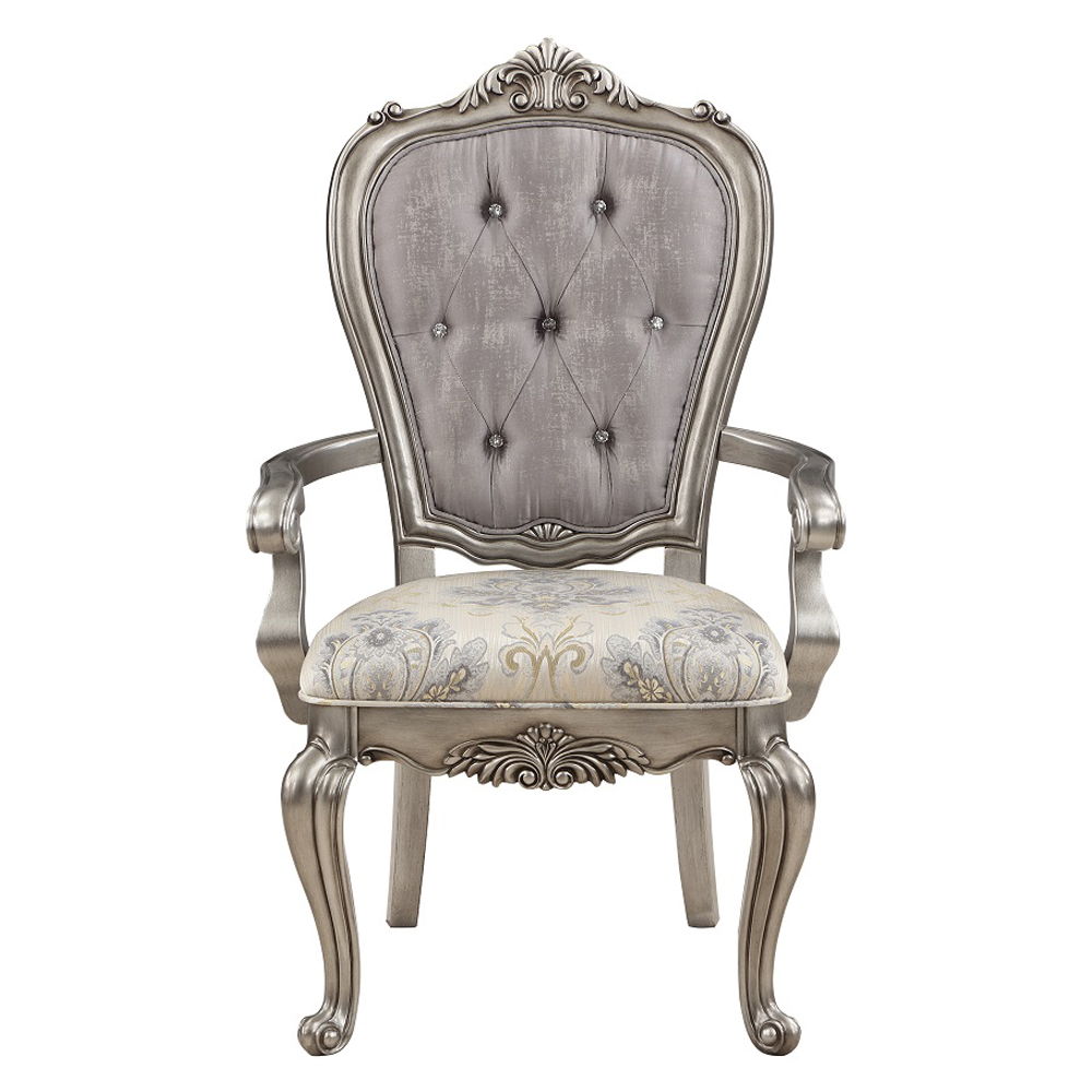 Ariadne - Arm Chair (Set of 2) - Velvet & Antique Platinum