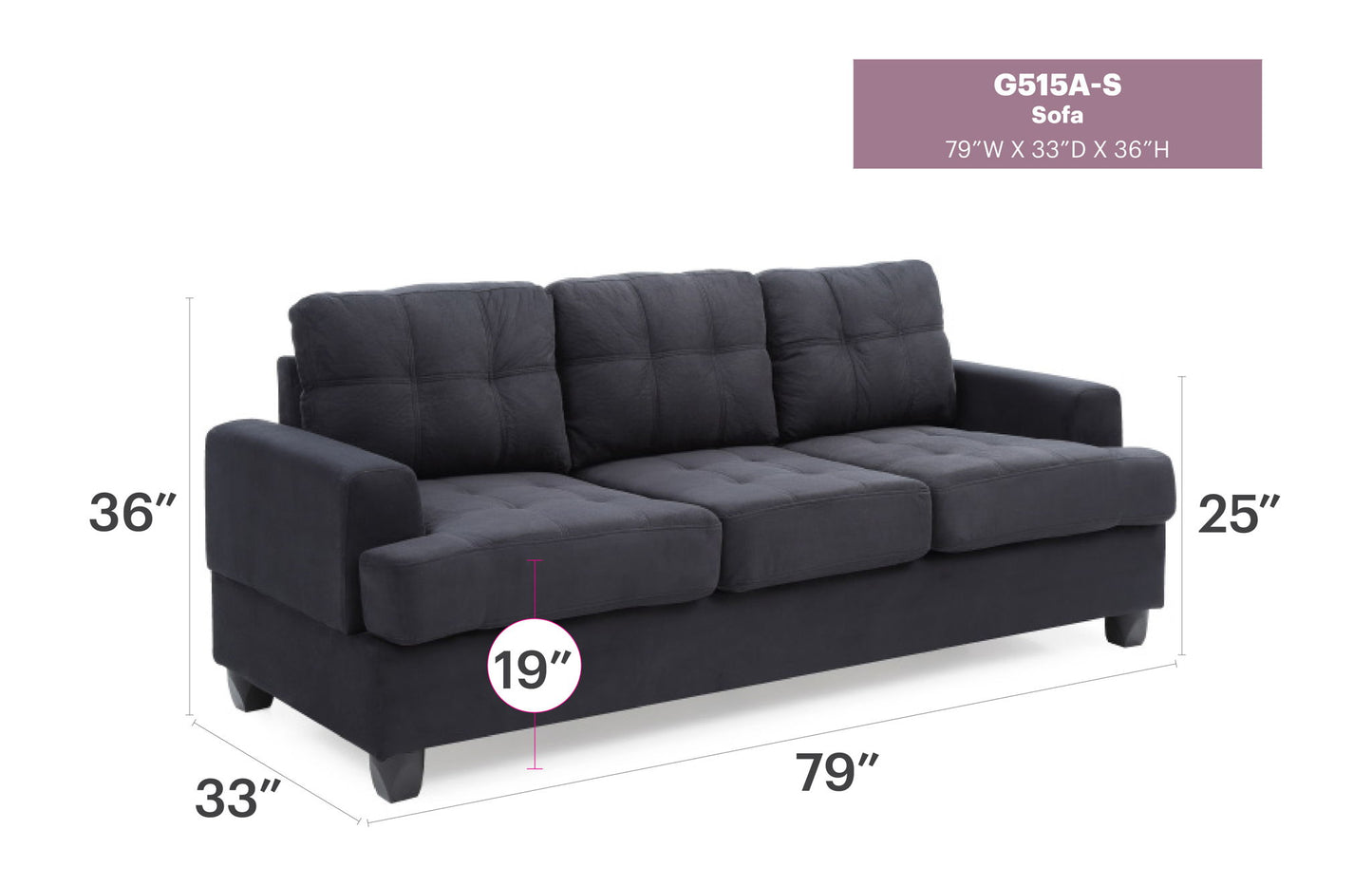 Sandridge - 36" Sofa - Black