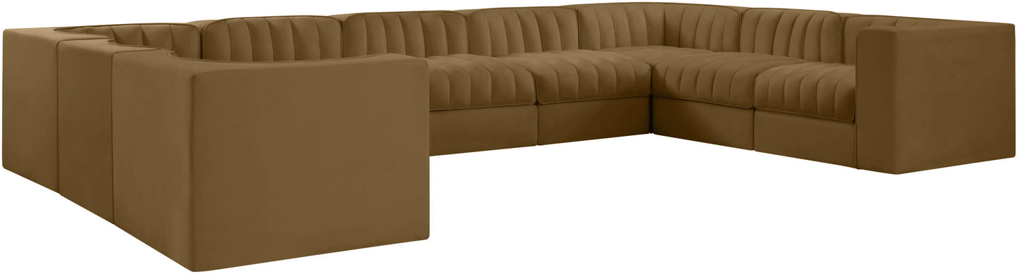 Rummi - Velvet Performance Fabric Upholstered 9 Piece Modular Sectional