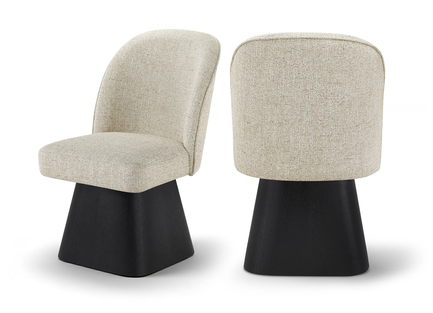 Marlowe - Linen Textured Fabric Upholstered Swivel Dining Side Chair - Stained Black