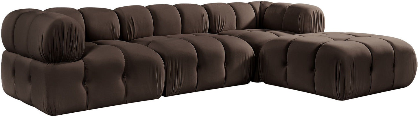 Orin - Velvet 4 Piece Modular Sectional With Chaise