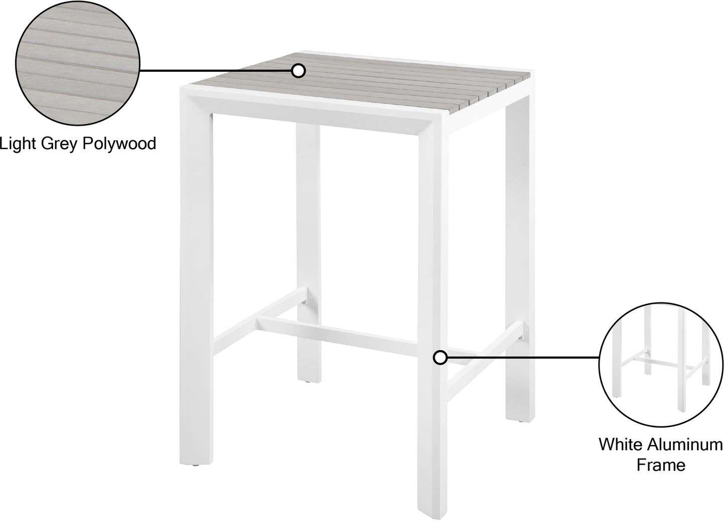 Nizuc - Outdoor Patio Square Bar Table