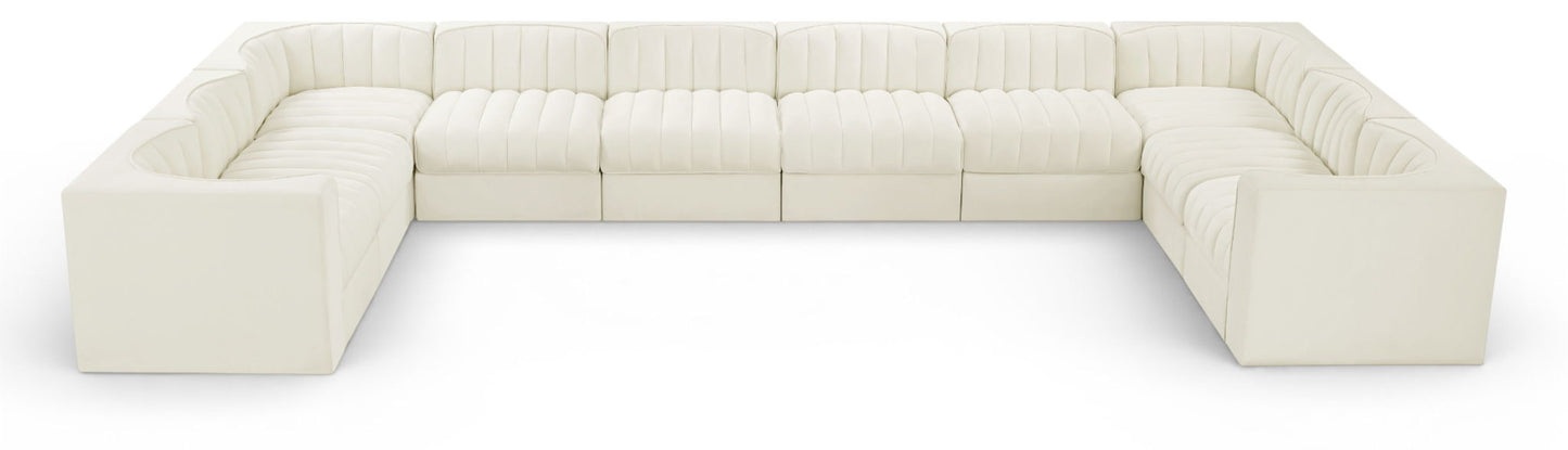 Rummi - Velvet Performance Fabric Upholstered 10 Piece Modular Sectional