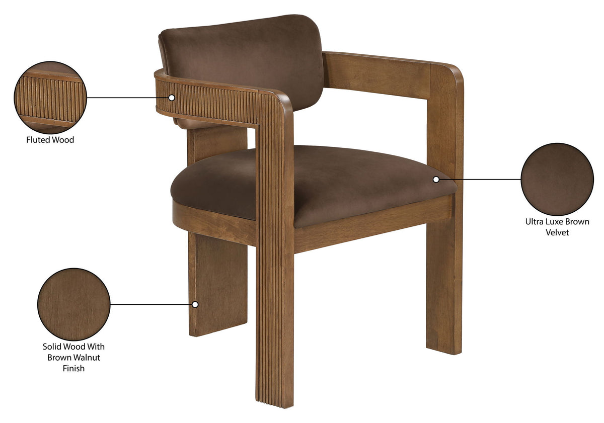 Sacha - Velvet Dining Chair With Brown Base (Set of 2)