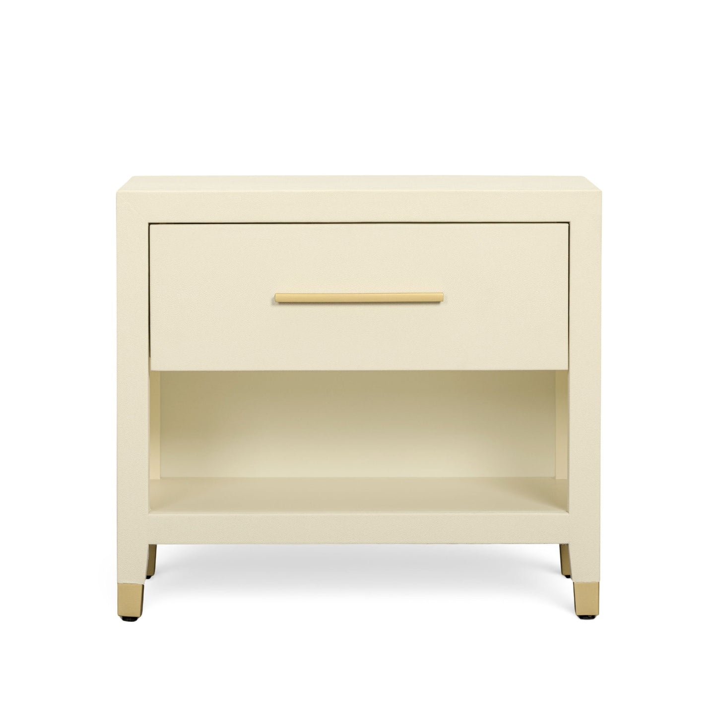 Dani - Faux Shagreen Nightstand With Drawer - Cream