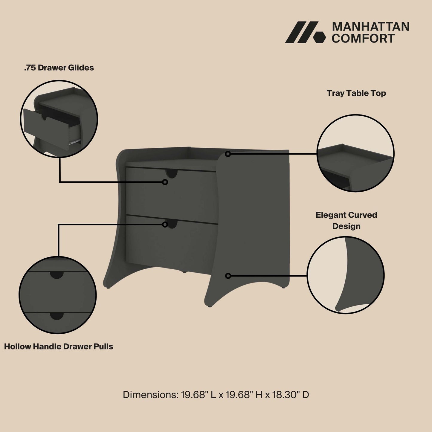 Manhattan Coney - 2-Drawer Nightstand