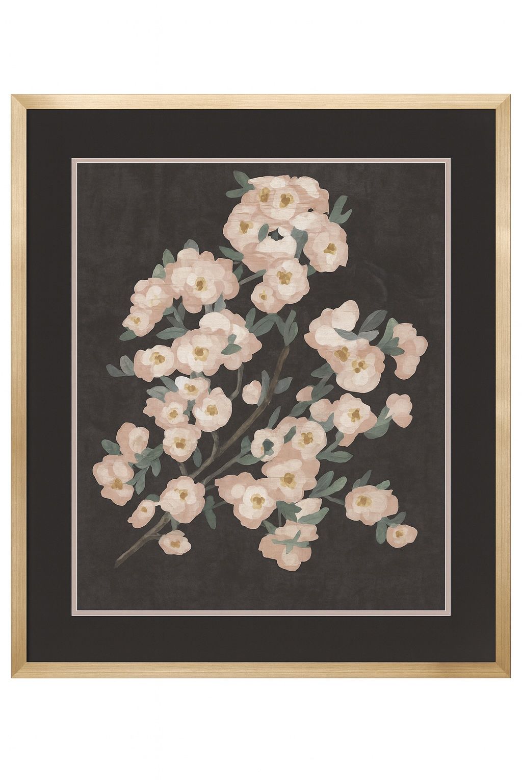 Branch Burgundy I Framed Print - Pink / Green / Brown