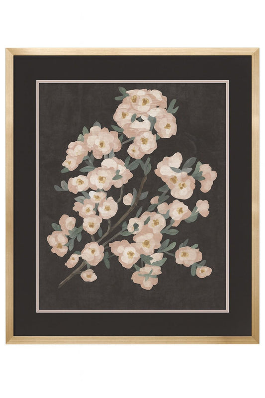 Branch Burgundy I Framed Print - Pink / Green / Brown